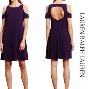 NWT Purple Open Back Cold Shoulder Shift Dress 2P